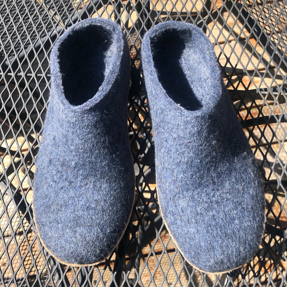 Glerups Men’s Wool Slip-Ons in Denim Blue EU 44/ US 10.5